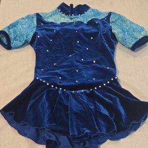 Charming Kids' Velvet Dance Costume in Royal Blue